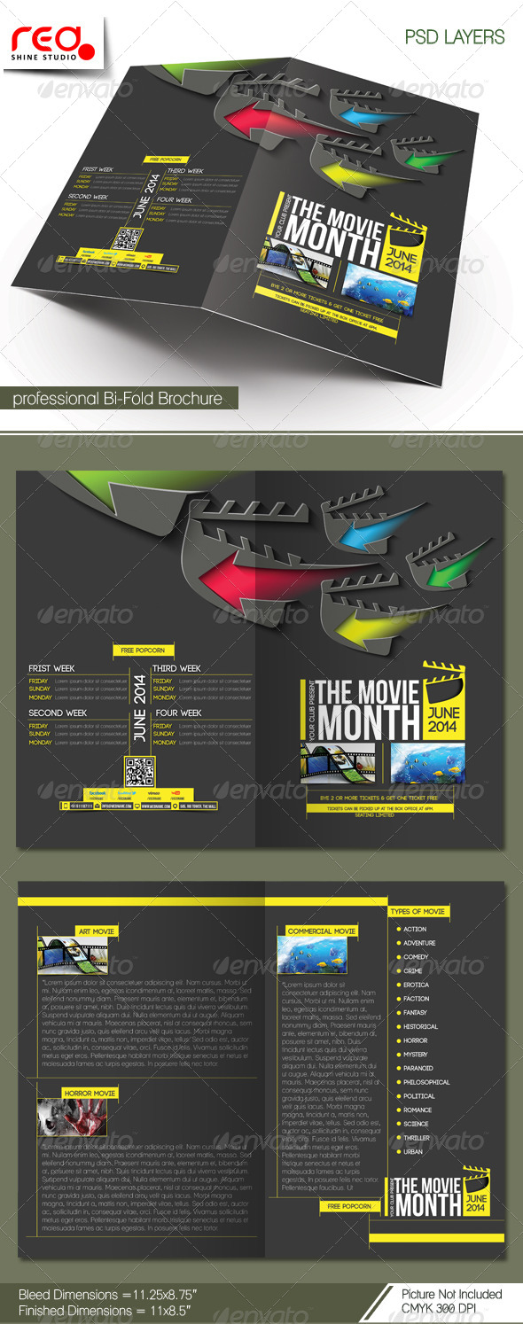 The Movie Month Bi-fold Brochure Template - Corporate Brochures