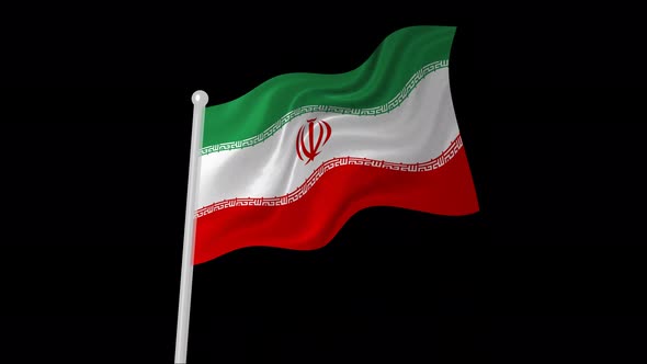 Iran Flag Flying Animated Black Background alt