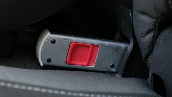 Connecting child seat to car security bracket 4K video alt