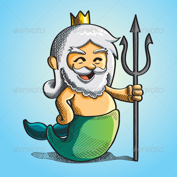 Happy Cute Poseidon by h4nk | GraphicRiver