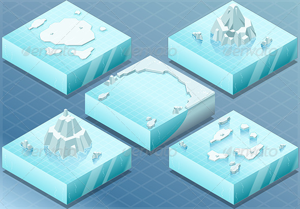 Isometric Arctic Sea with Iceberg - Nature Conceptual