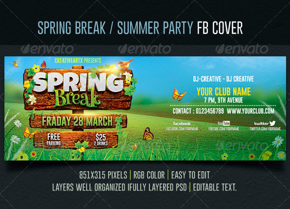 Spring Break / Summer Party Facebook Cover - Facebook Timeline Covers Social Media