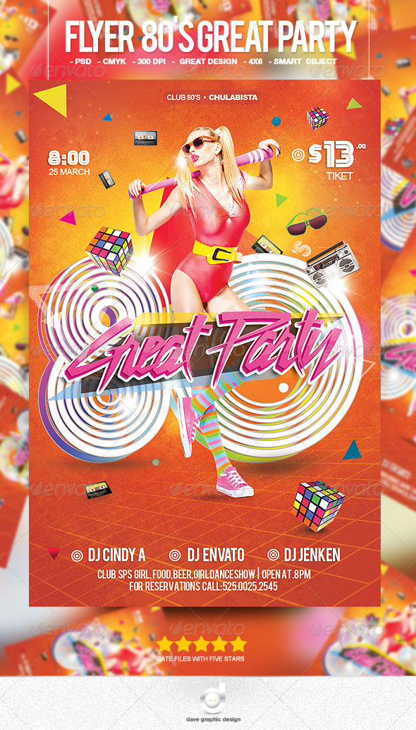 Flyer 80's Great Party - Clubs & Parties Events