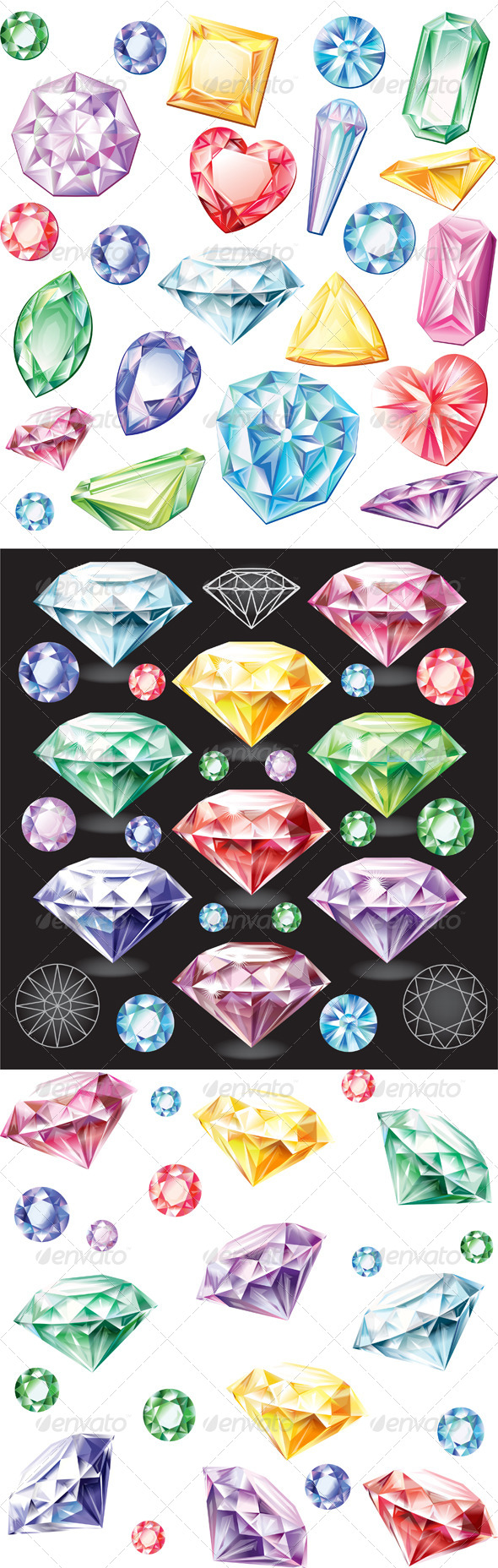 Set of Stones of Different Cuts - Objects Vectors