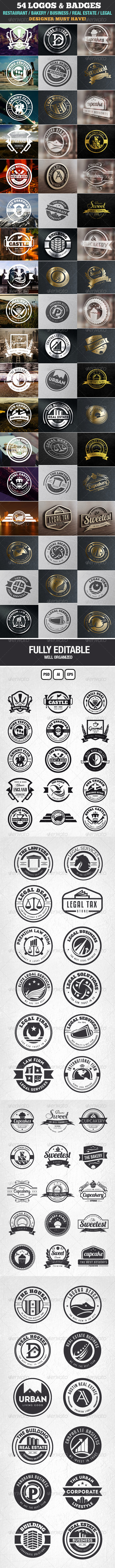 54 Logo Templates / Badge / Insignia / Bundle - Badges & Stickers Web Elements