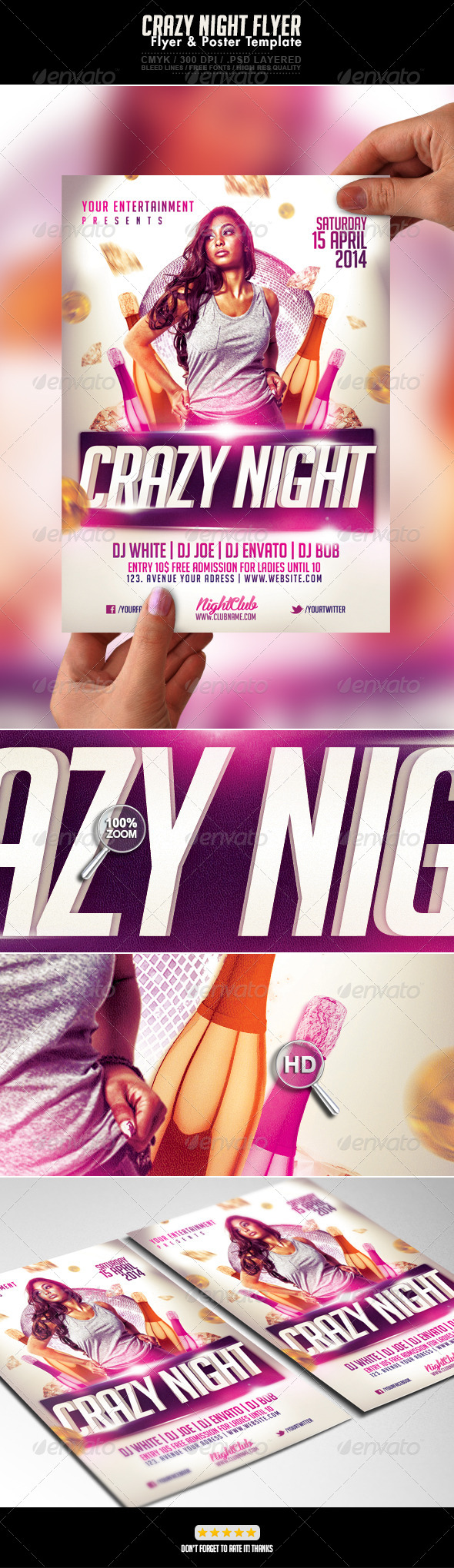 Crazy Woman Gold Night Flyer - Events Flyers