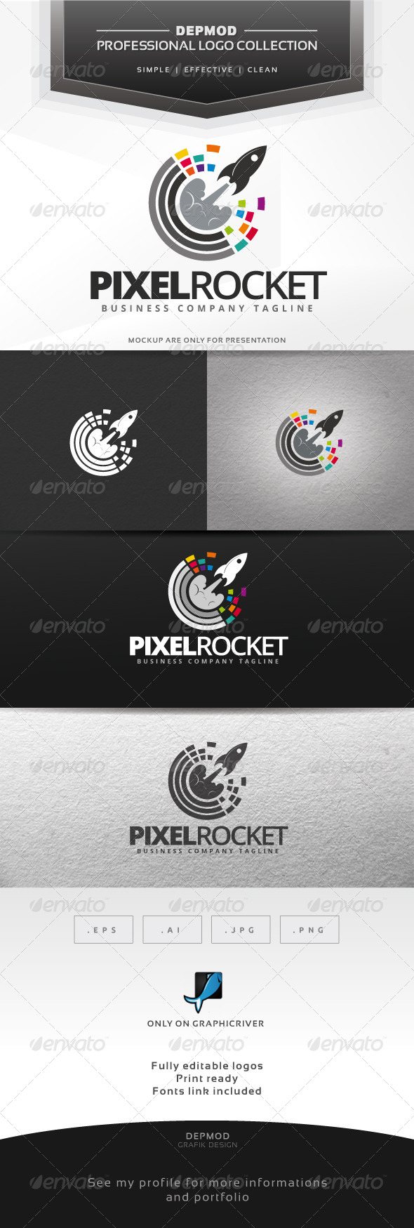 Pixel Rocket Logo - Symbols Logo Templates