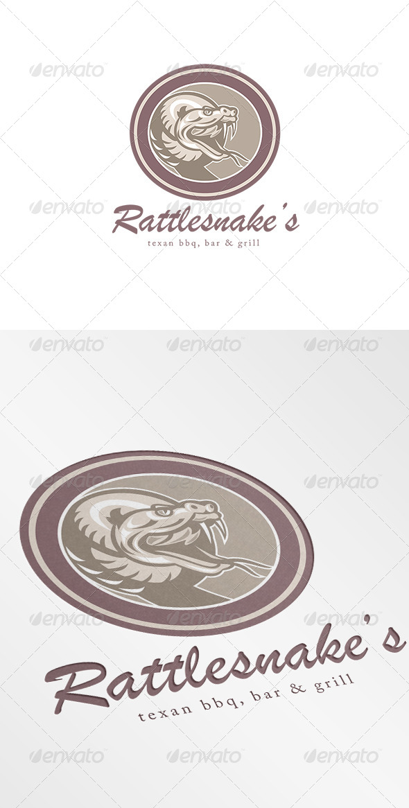 Rattle Snake Texan BBQ Bar and Grill Logo - Animals Logo Templates