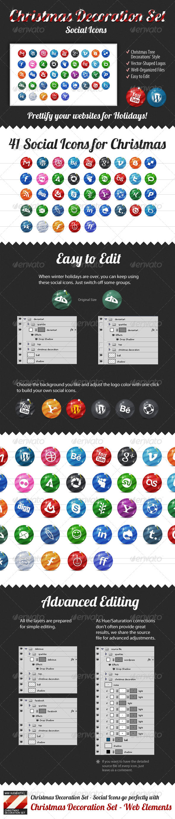 Christmas Decoration Set — Social Icons - Seasonal Icons
