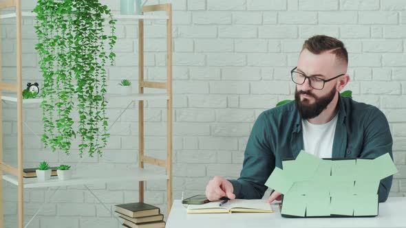 Portrait of a Young Man Resting at Home and Thinking About the Plans alt