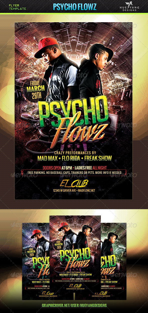 Psycho Flowz Flyer - Clubs & Parties Events