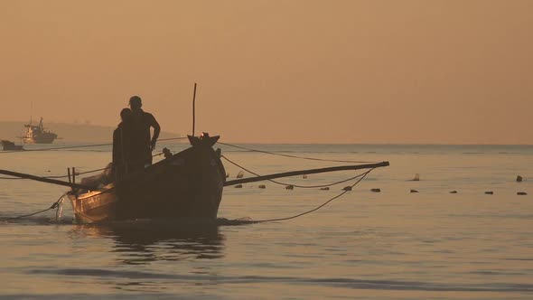 Fishermen and Early Morning In Vietnam