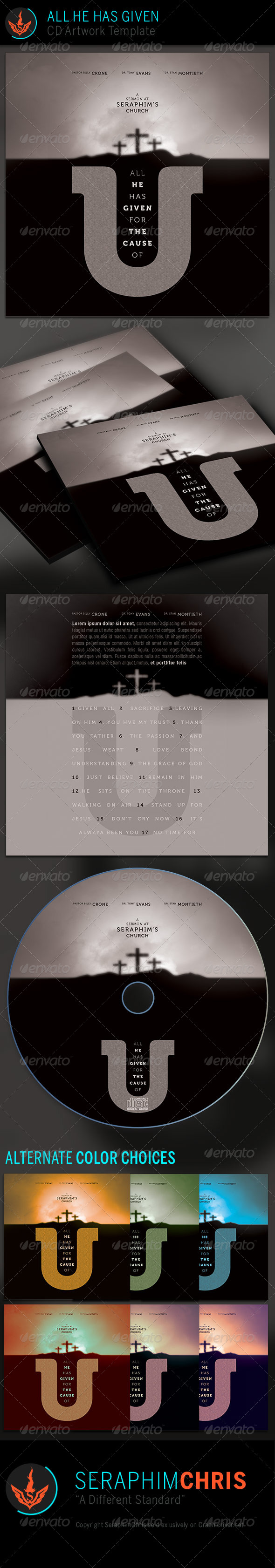 All He Has Given: CD Artwork Template - CD & DVD Artwork Print Templates