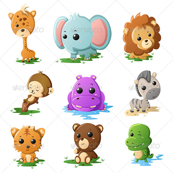 Cartoon Wildlife Animal Icons - Animals Characters