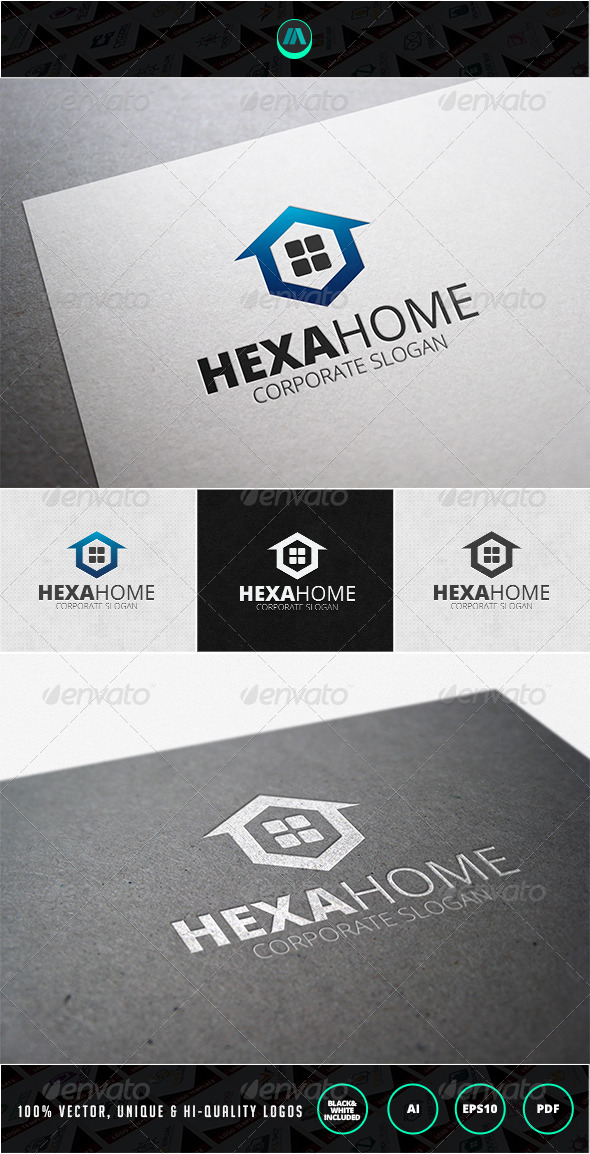 Hexa Home Logo Template - Buildings Logo Templates
