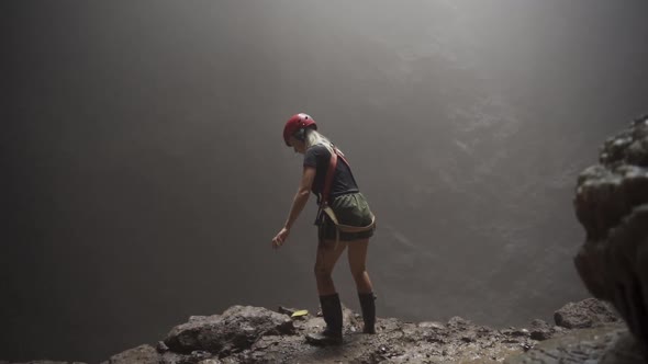 Caving Girl In Sunrays In Sun Rays In Goa Jomblang alt