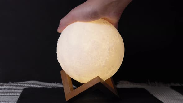 Moon Shaped Night Light Lighting Fixture a Night Scene in the Dark alt