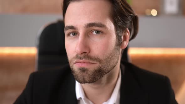 Closeup of a Confident Successful Ambitious Caucasian Businessman Ceo Department Real Estate Agent alt