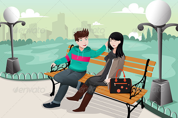 Romantic Couple in a Park - People Characters