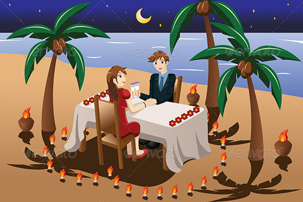 Couple having Romantic Dinner - People Characters