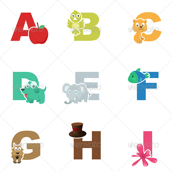 Alphabet Illustration - Objects Vectors