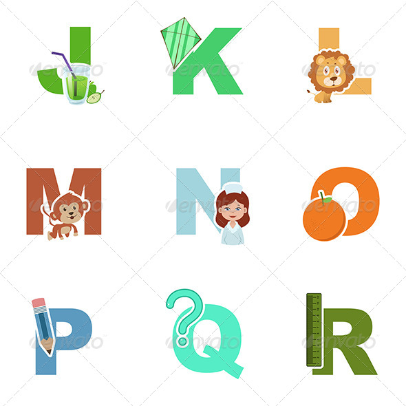 Alphabet Illustration - Objects Vectors