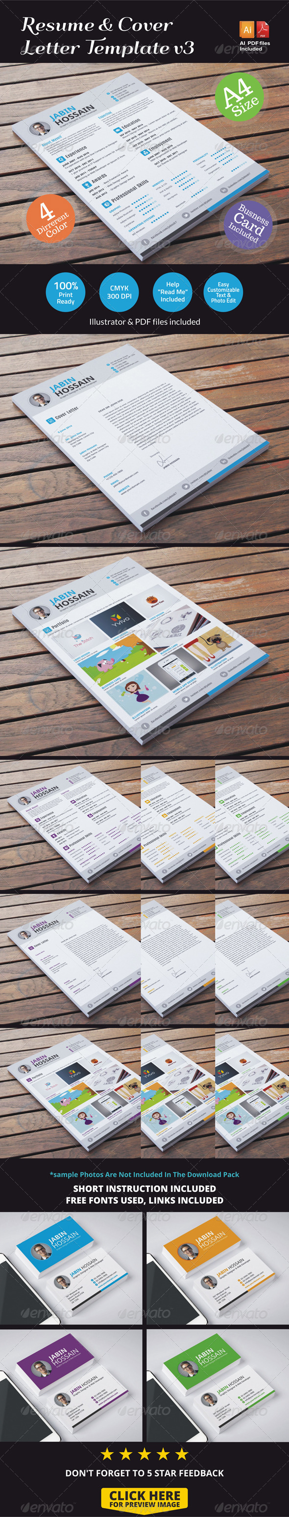 Resume & Cover Letter Template v3 - Resumes Stationery