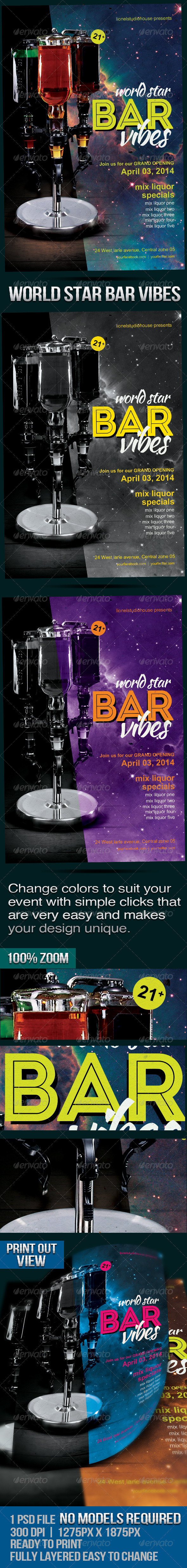 World Star Bar Vibes Promotion Flyer - Events Flyers