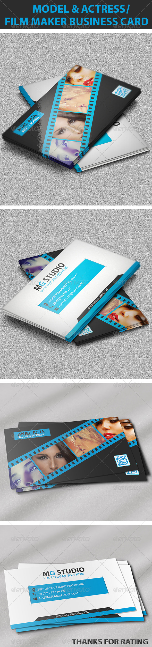 Model & Actress / Film Maker Business Card - Industry Specific Business Cards