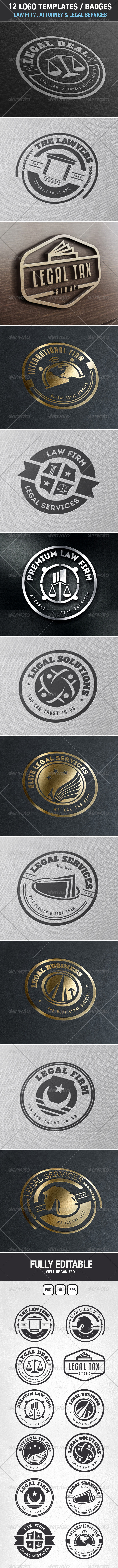 12 Logos & Badges Law Firm & Legal Services - Badges & Stickers Web Elements