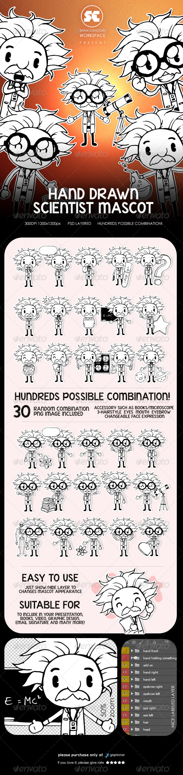 Hand Drawn Scientist Mascot - People Illustrations