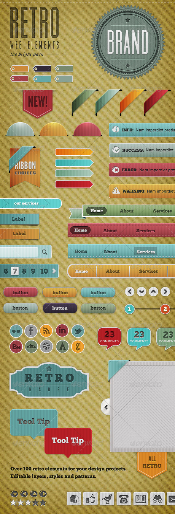 Retro Web Elements - Bright Pack - Miscellaneous Web Elements