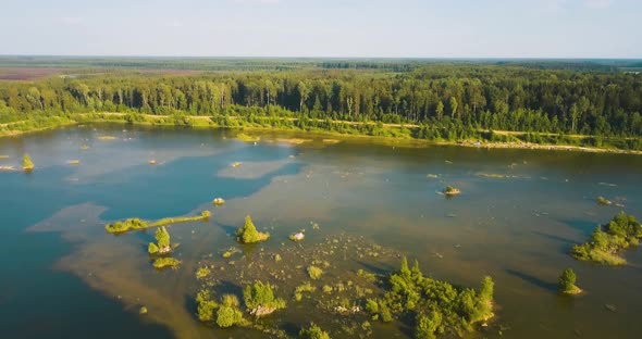 Lake Dontso in Leningrad Region Saint Petersburg Russia Aerial Footage of a Beautiful Northern