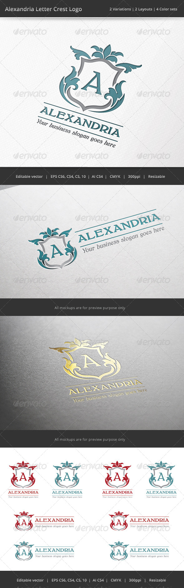 Alexandria Letter Crest Logo - Crests Logo Templates