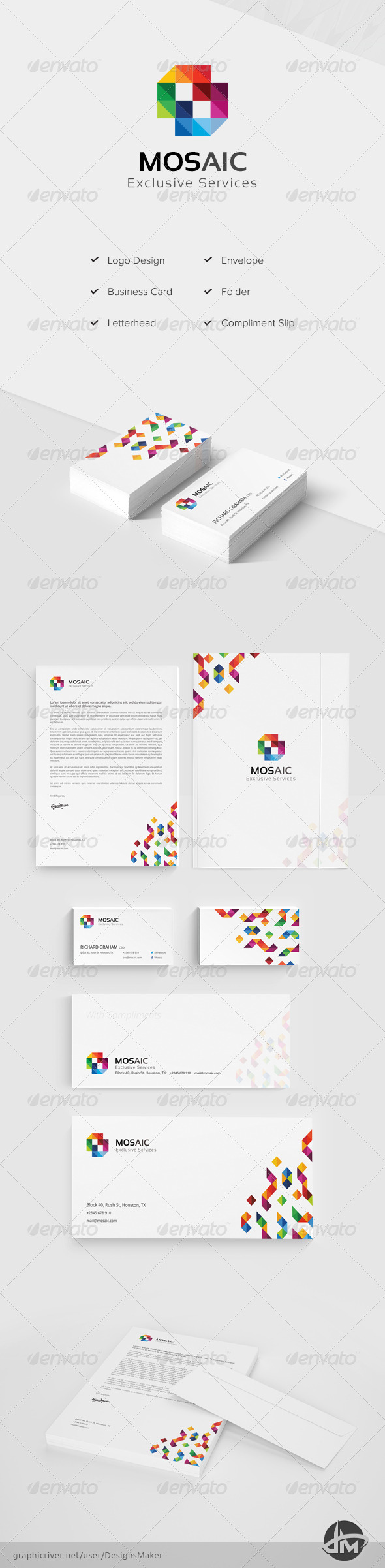 Mosaic Stationery Pack - Stationery Print Templates