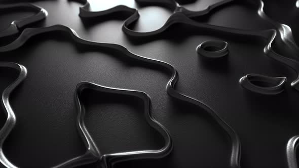 Abstract Background 3d Curved Lines Black Metal