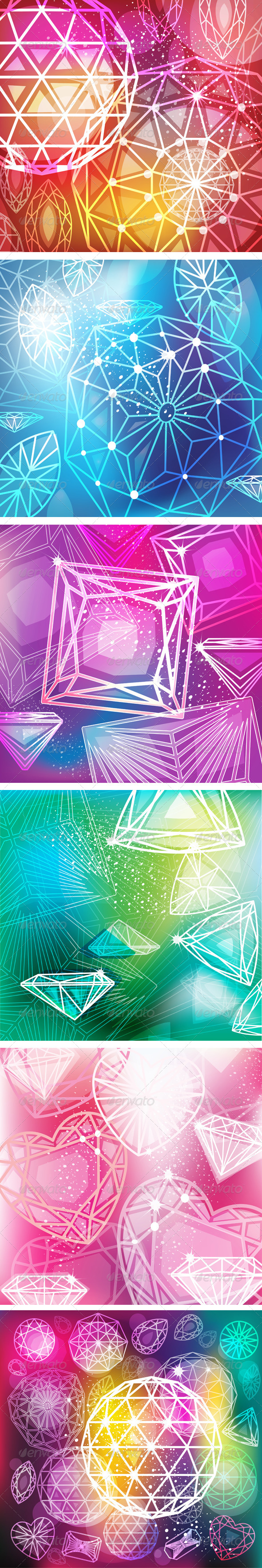 Set of Backgrounds with Linear Diamonds Cutting - Backgrounds Decorative