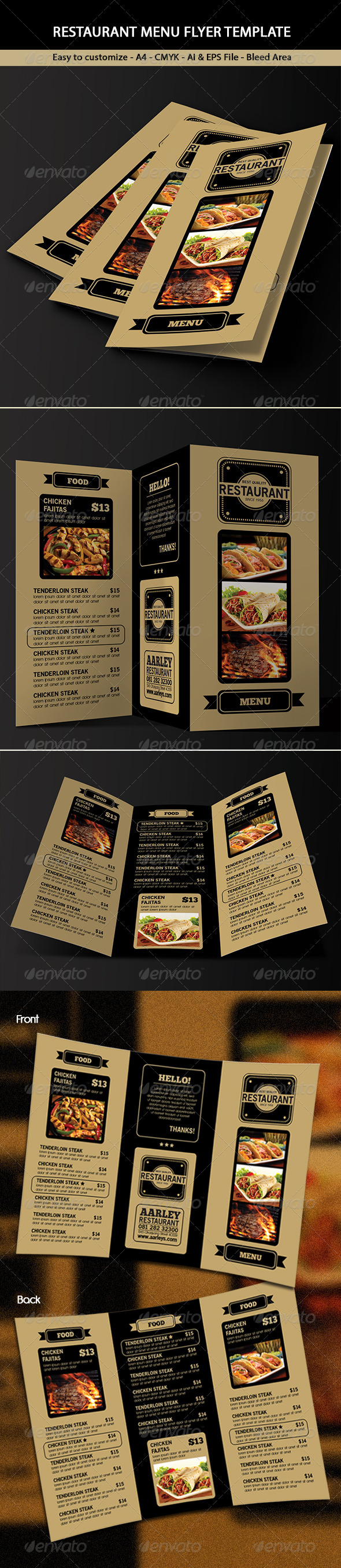Trifold Restaurant Menu - Food Menus Print Templates