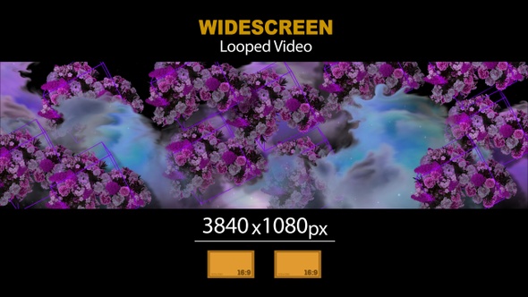 Widescreen Decor Flowers Cloud Rotating Cubes 03