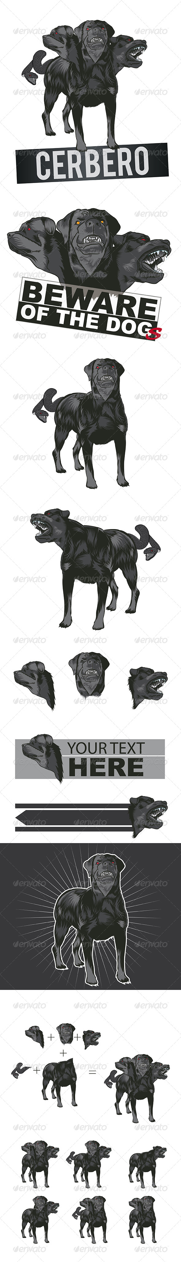 Dog Mascot Cerberus - Vectors