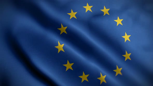 European Union Flag Closeup Blowing In Wind alt