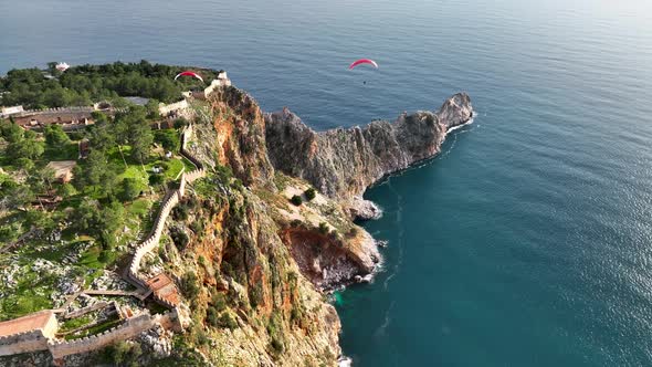 Paragliding aerial view 4 K Turkey Alanya alt