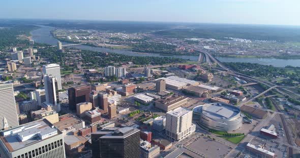Aerial View of Downtown on Hot Summer Day alt