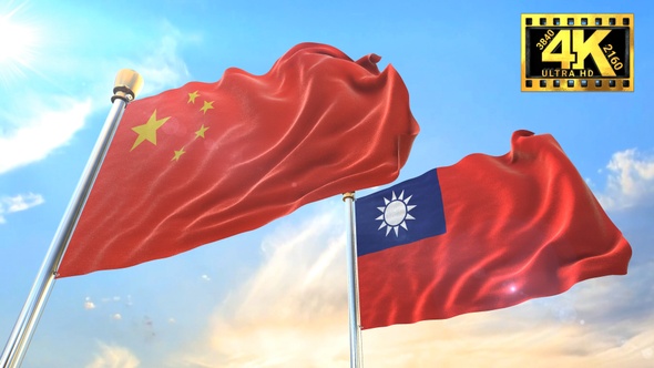 4K China flag and Taiwan regional flag
