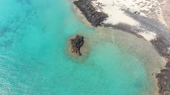 Drone Flying over beautiful island of Lobos - Fuerteventura alt
