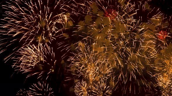 Magnificent golden firework display in celebration night