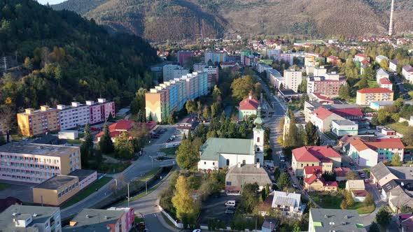Aerial view of Krompachy city in Slovakia alt