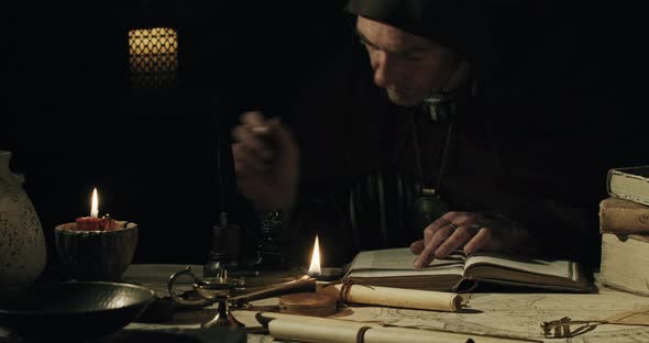 Ancient Scribe Reading and Writing
