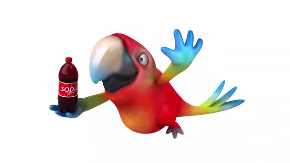 Fun 3D cartoon animation of a Parrot with alpha alt