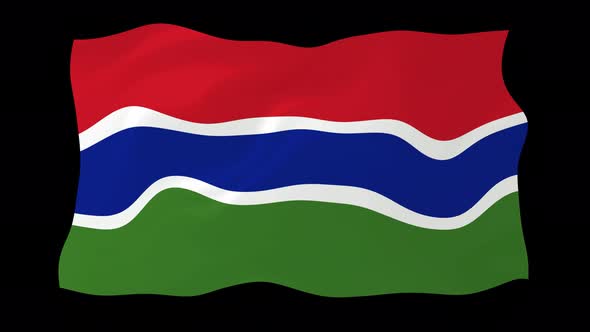 Gambia Waving Flag Animated Black Background